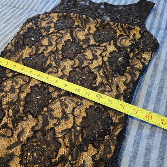 Hunza G Black Cocktail rare Dress Beaded Lace Open Back M Party Sophisticated - Picture 11 of 14